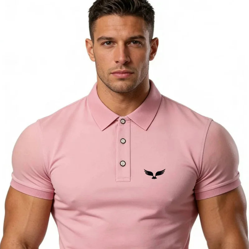 Men's and women's polo shirt - collar short sleeved premium fit design, suitable for daily travel and business style,