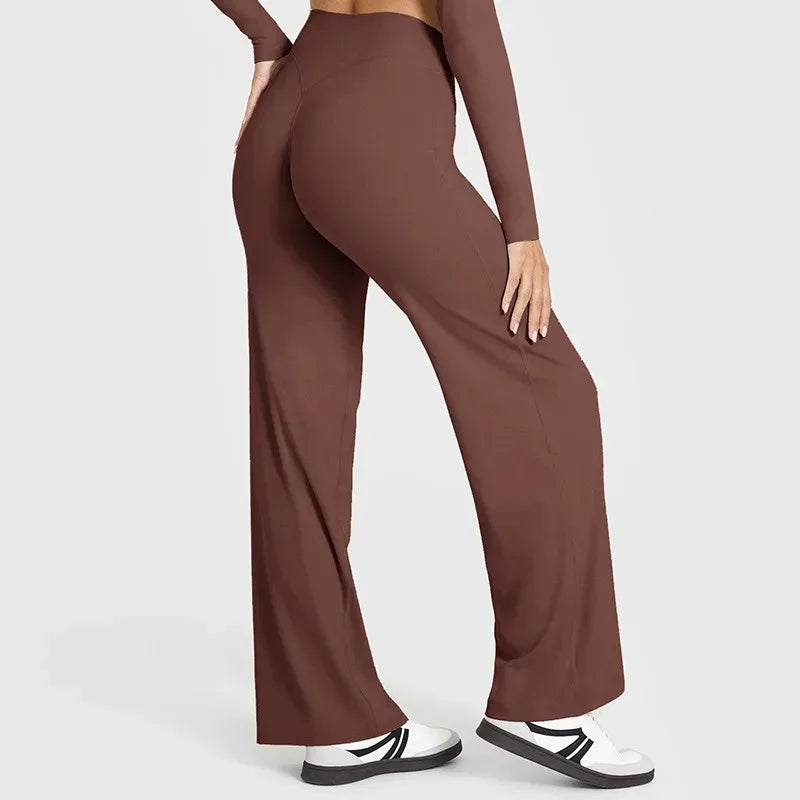 STOUREG Sport Trousers Straight-Leg Pants Ultra Soft Butter Fabric Women's Mid-Waist Yoga Pants GYM Naked Feel Pilates Running ATFH