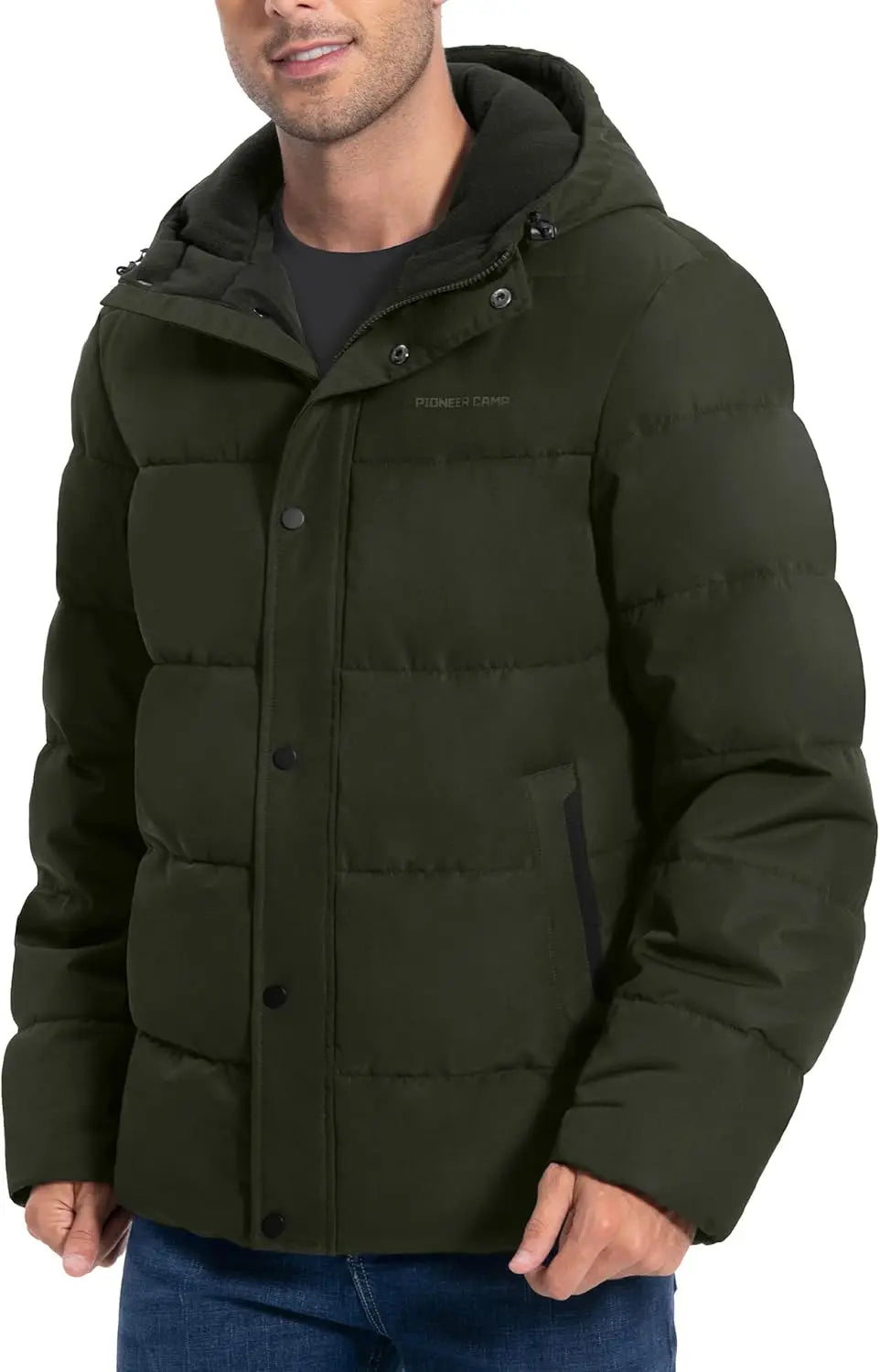 Pioneer Camp Mens Winter Coat Warm Winter Puffer Jacket Waterproof Thicken Insulated Windproof Hooded Down Quilted Coat