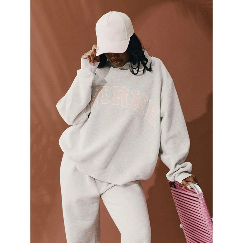 Spring new style niche North American PK letter patchwork embroidered floral cotton half-high neck women's sweater - ATFH