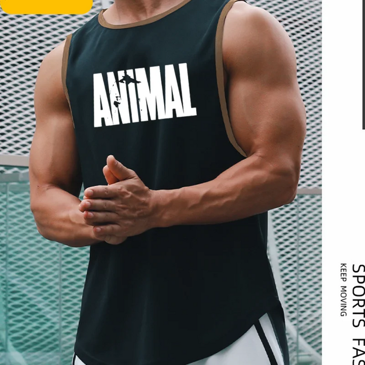 Men's Quick Drying Sleeveless shirt animal Bodybuilding Workout Tank Tops Muscle Fitness Shirts Male Gym Stringer Vest