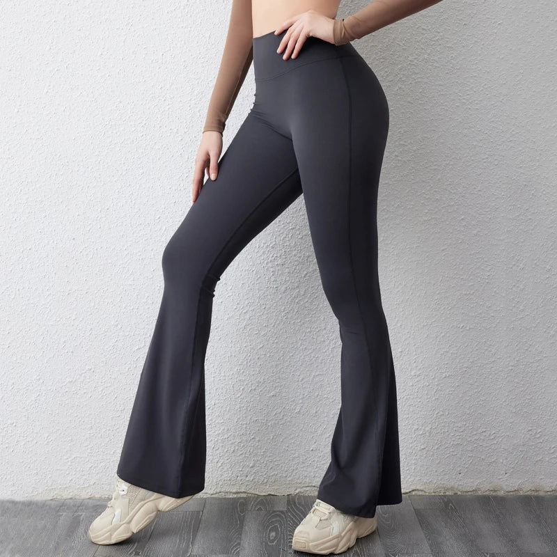 DIAS FIT JOY Peach flared pants for women's yoga high waisted and hip lifting tight pants wide leg fitness pants quick drying ATFH