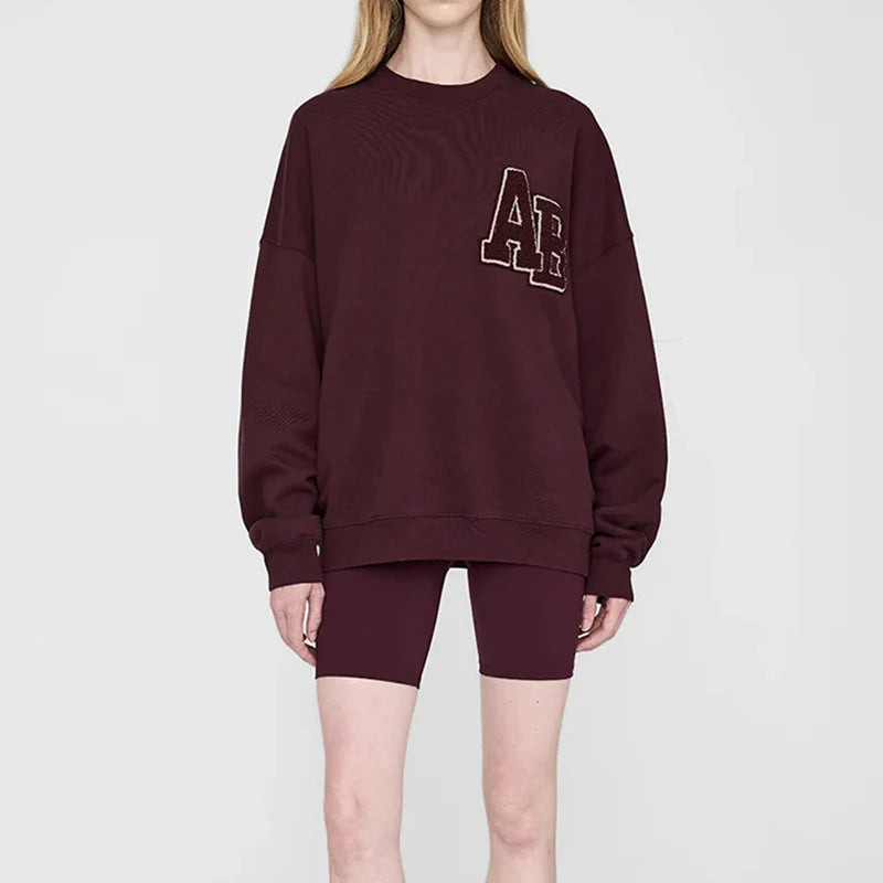 Autumn and winter North American niche AB classic letter hand cranked special embroidery fleece women's plus fleece hoodie - ATFH