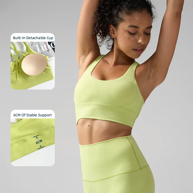 Solid Color Women Women Fitness Yoga Bras Race Back Sports Bras Nylon Top Women Bra Sexy Breathable Underwear For Women Gym - ATFH