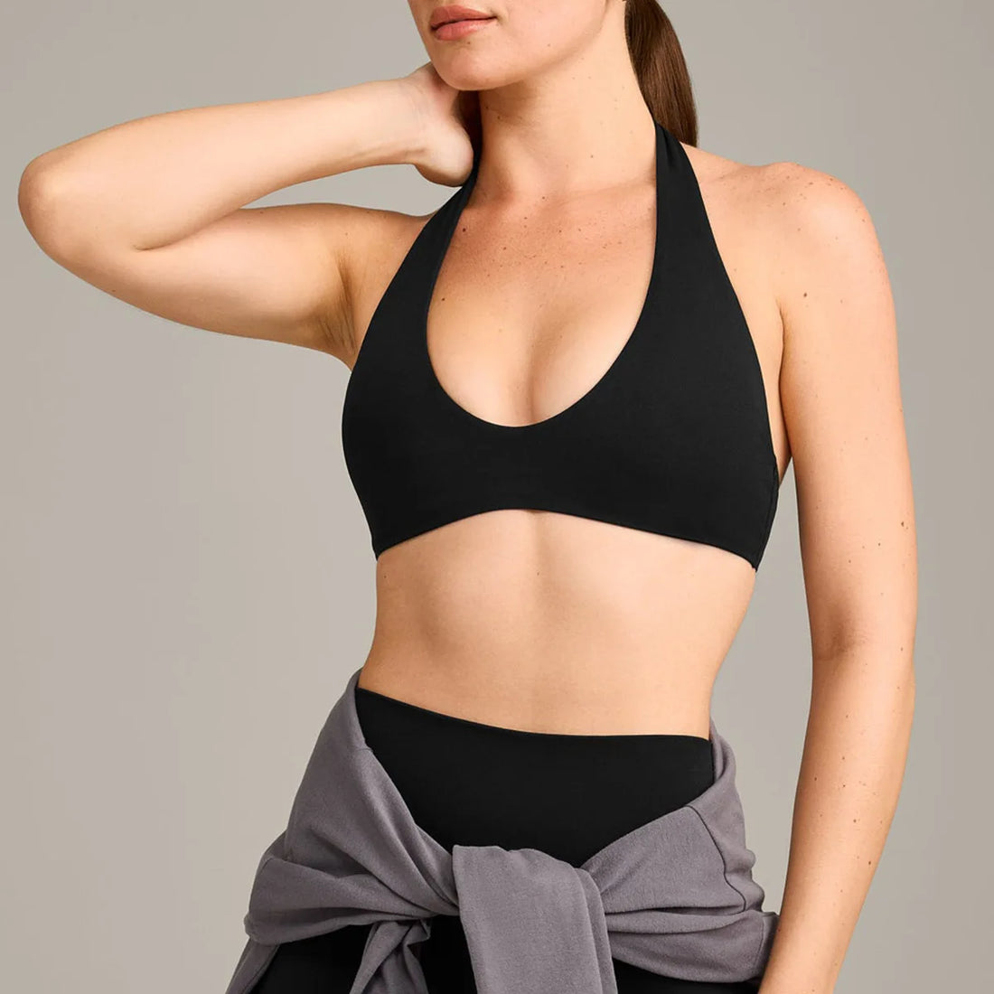 Women Halter Deep V Sports Bra High Waist V Cut Yoga Shorts Soft Stretch Gym Pilates Training Fitness Athletic Active Wear