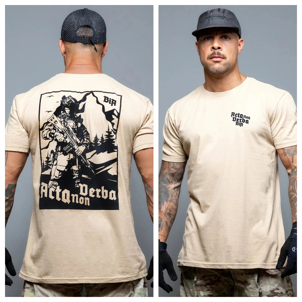 Acta Non Verba Military Tactical Art Style Summer Casual T-shirt Men's and Women's Luxury Brand ATFH