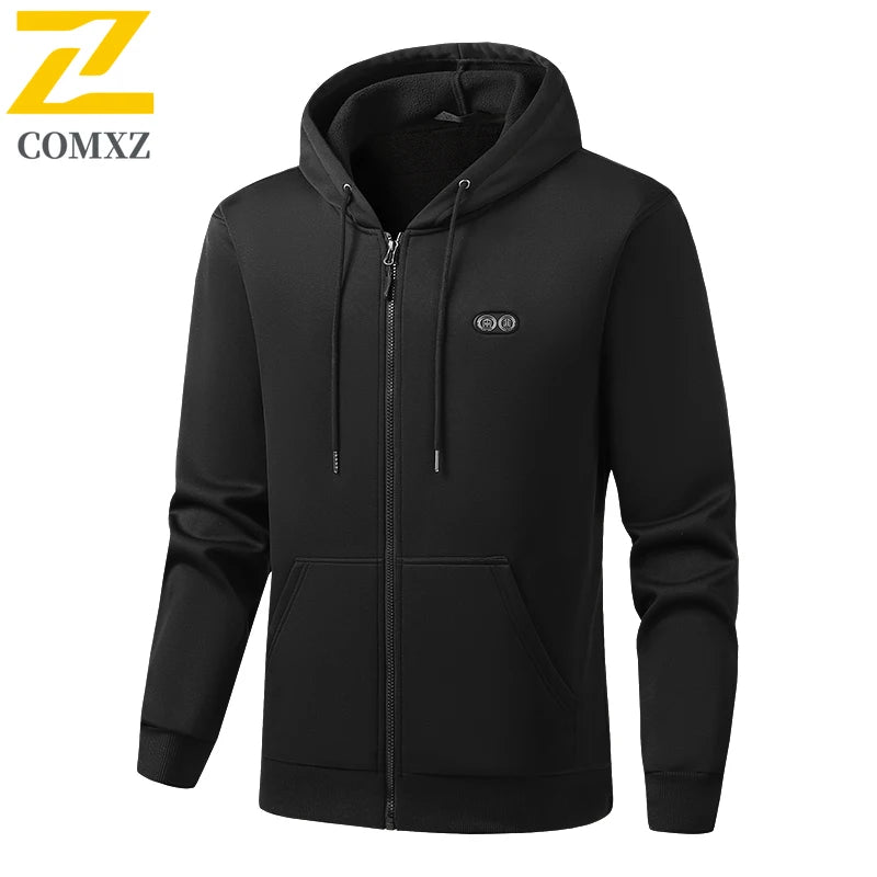 17 Zone Heating Hoodie 2025 New Men Hooded Hoodie Fleece Thick Anti Cold Warm USB Heating Hoodie Outdoor Sports Camping Jacket - ATFH