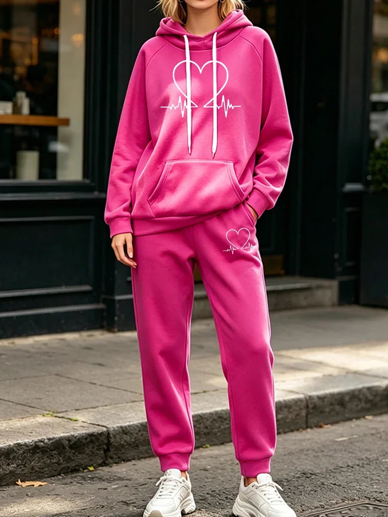 New Womens Tracksuit 2 Pcs Sets Casual Hooded Sweatshirt Outfits Outdoor Sports Clothes 2026 Autumn Winter Warm Woman Pants Suit