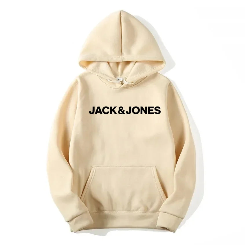 Jack & Jones Men's and Women's Hooded Sweatshirts, Fashionable Loose and Casual, Comfortable Printed Sportswear, Streetwear - ATFH