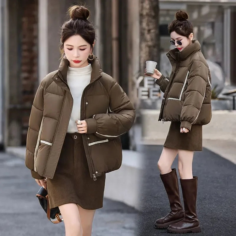High Quality Women Winter Thick Warm Cotton Jacket Women Parkas New Padded Jacket Stand-Up Collar Thicken Short Jacket Coats ATFH