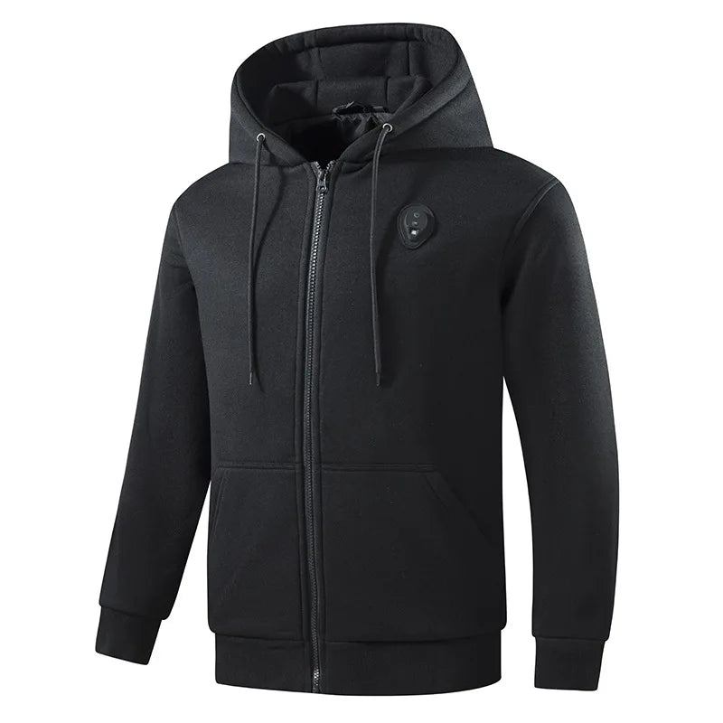 5 Areas Casual Heated Hoodie with Lights Men's Long Sleeve Thermal Sweatshirt Intelligent Temperature Control Adjustment Jacket - ATFH