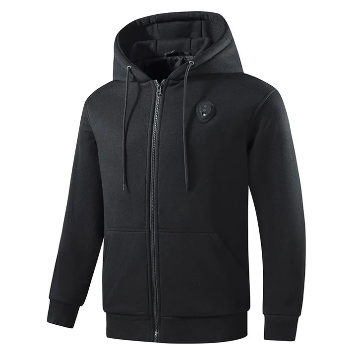5 Areas Casual Heated Hoodie with Lights Men's Long Sleeve Thermal Sweatshirt Intelligent Temperature Control Adjustment Jacket - ATFH