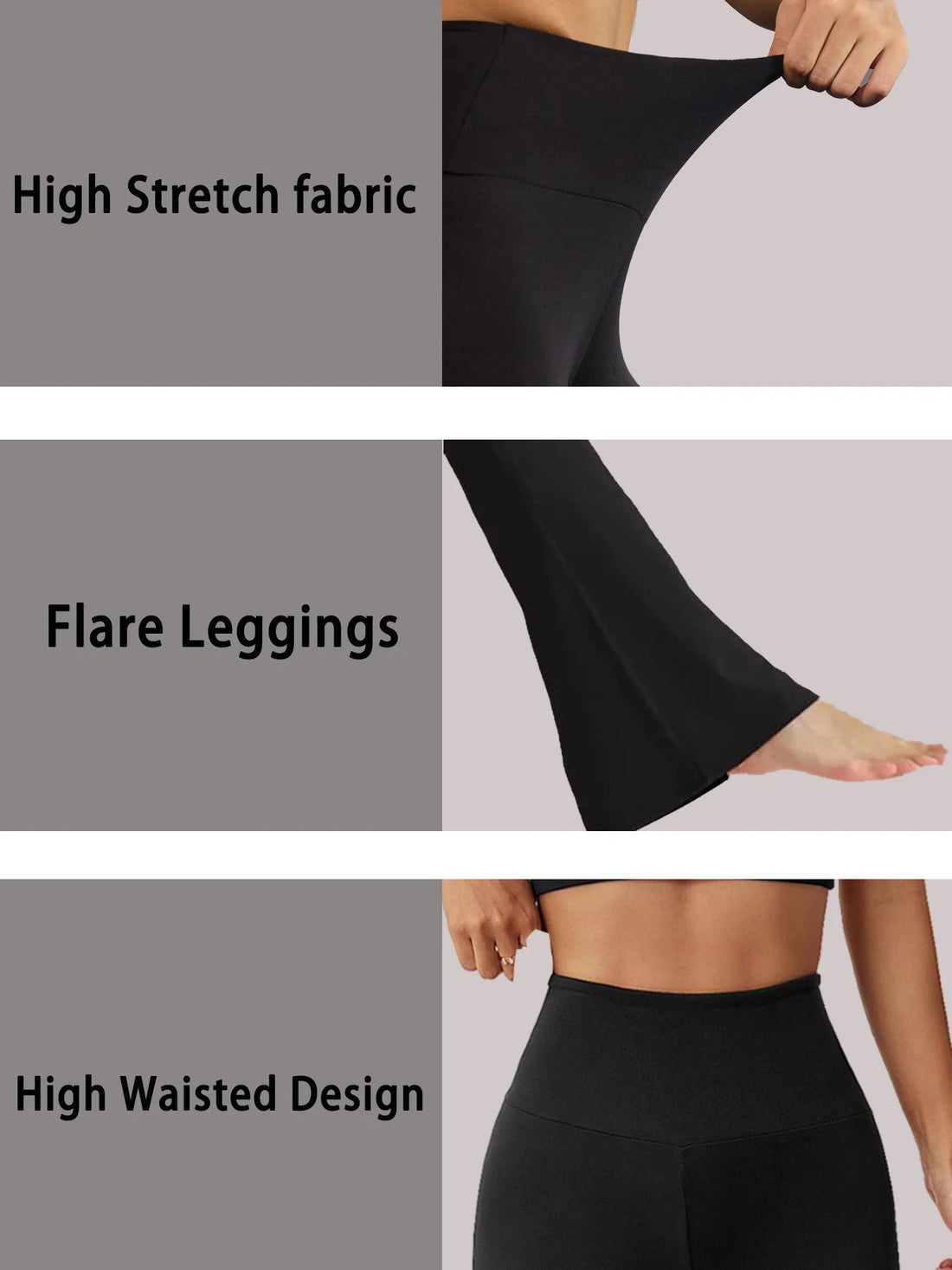 2 pack Women's Super Soft Flare Pants High Waisted Tummy Control Workout Yoga Leggings Bell Bottoms ATFH