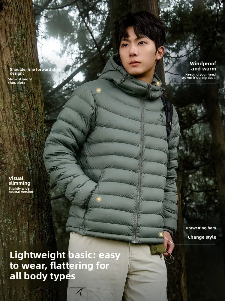 Golden Camel Winter Men Duck's Down Jackets Ultralight 650FP Windproof Waterproof Down Hooded Outdoor Camping Coat Hiking Jacket