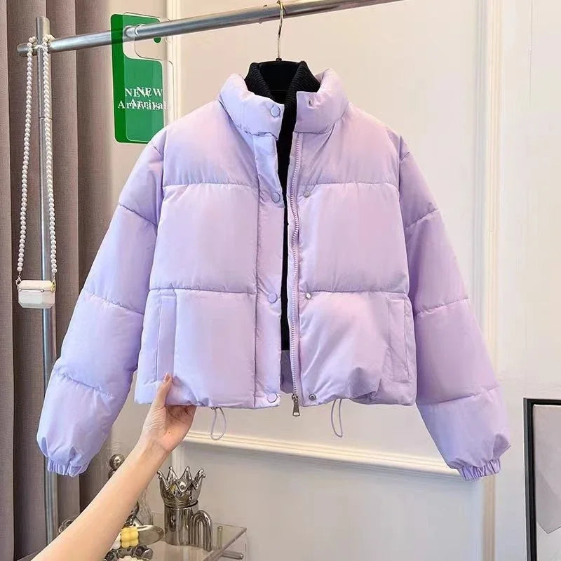 2025 New Korean Stand Collar Autumn Winter Coat Women Thickened Puffer Jacket Loose Parka Warm Cotton-padded Jacket Short Coats ATFH