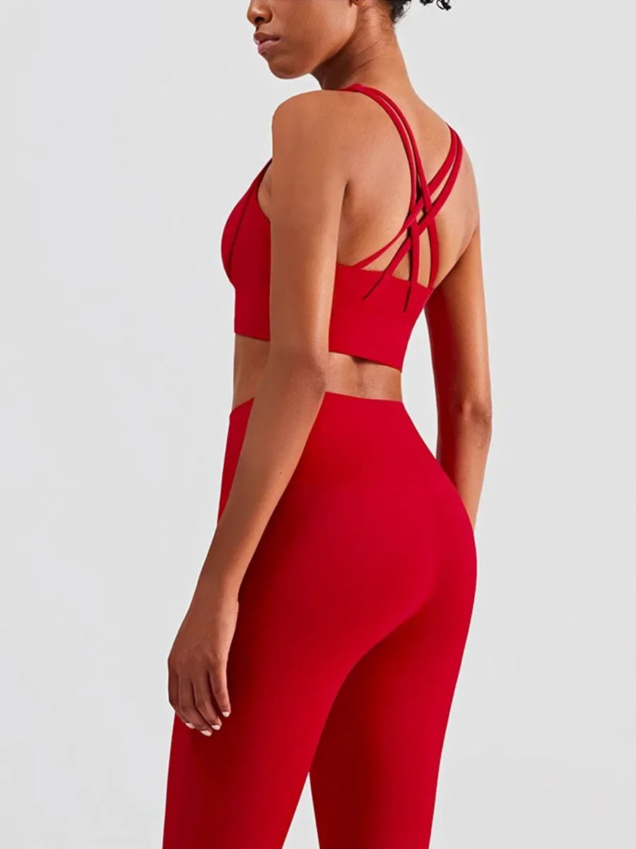 2 Piece Yoga Clothes Women's Tracksuit Athletic Wear Pilates Fitness Suit Gym Workout Push Up Clothes Sports Bra Leggings Suit - ATFH