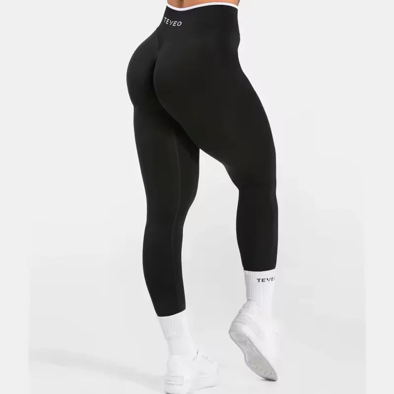 TEVEO High Waist Seamless Scrunch Leggings for Women Yoga Pants Hip Lifting Running Exercise Gym Ignite Sculpt Series ATFH