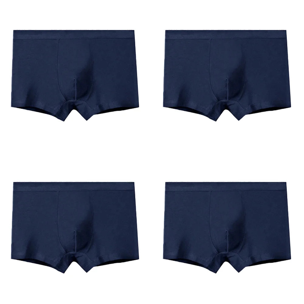 4Pcs Mens Plus Size Underwear Cotton Boxers Briefs Man Breathable Underpants Teenagers Comfortable Solid Shorts Boxers Hombre