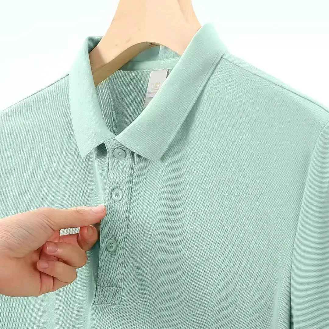 Summer Polo Shirts Men S-4xl Quick Dry Short Sleeve T-Shirt Elasticity Breathable Cool Ice Silk Polo Shirt Male Purple 18 Colors