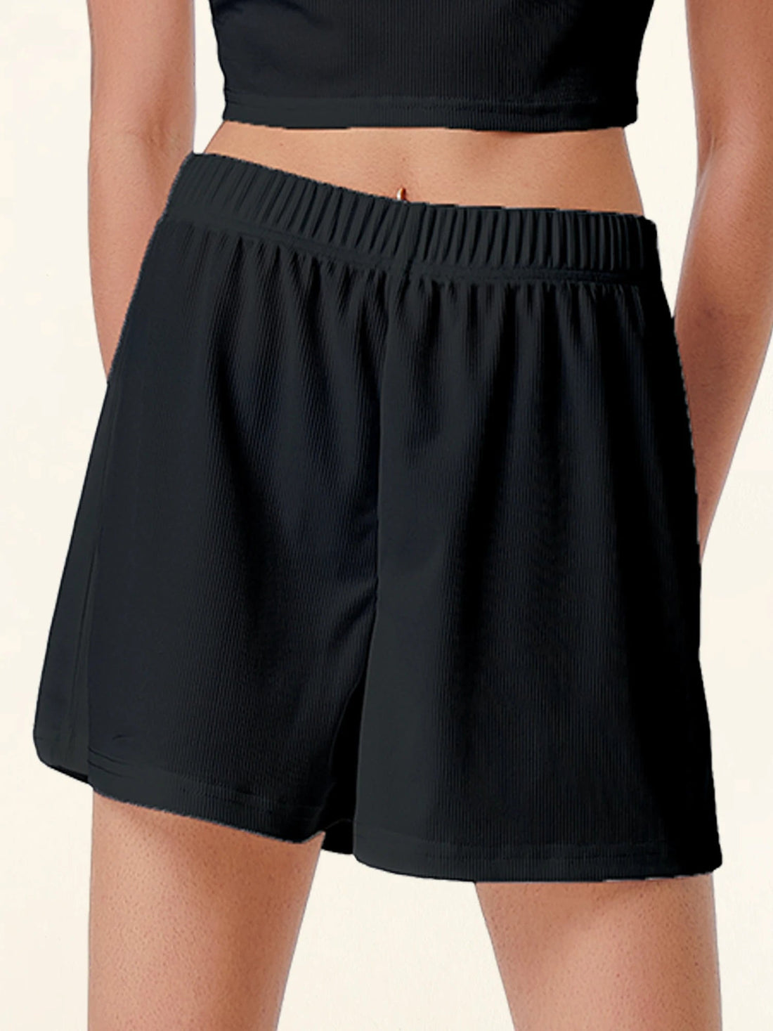 Casual Shorts Women New Summer Simple Comfortable Elastic Waist Cool Breathable Solid Color Casual Sports Five Quarter Pant Tahsi Fashion House
