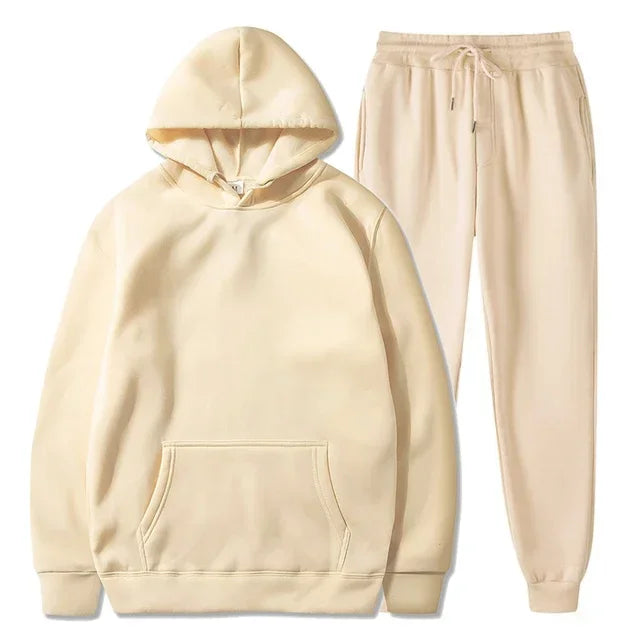 Basic Fleece Hoodies And Sweat Pants Set Men Jogger Set Wholesale Track Suit Sportswear Tracksuits Unisex Ensemble Jogging Homme ATFH