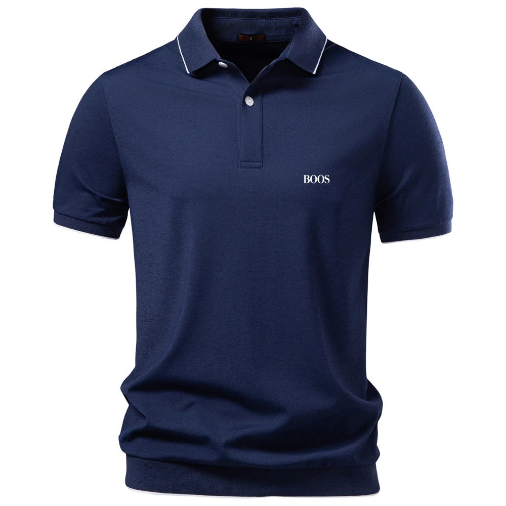 New summer men's lapel polo shirt, business casual men's short sleeved polo shirt for men