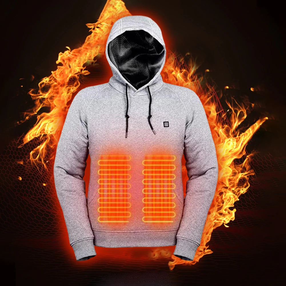 Men Women USB Heating Hoodies Vintage Heated Jacket 5 Heating Zones 3 Heat Levels Long Sleeve Streetwear Loose Coats Sweatshirts - ATFH