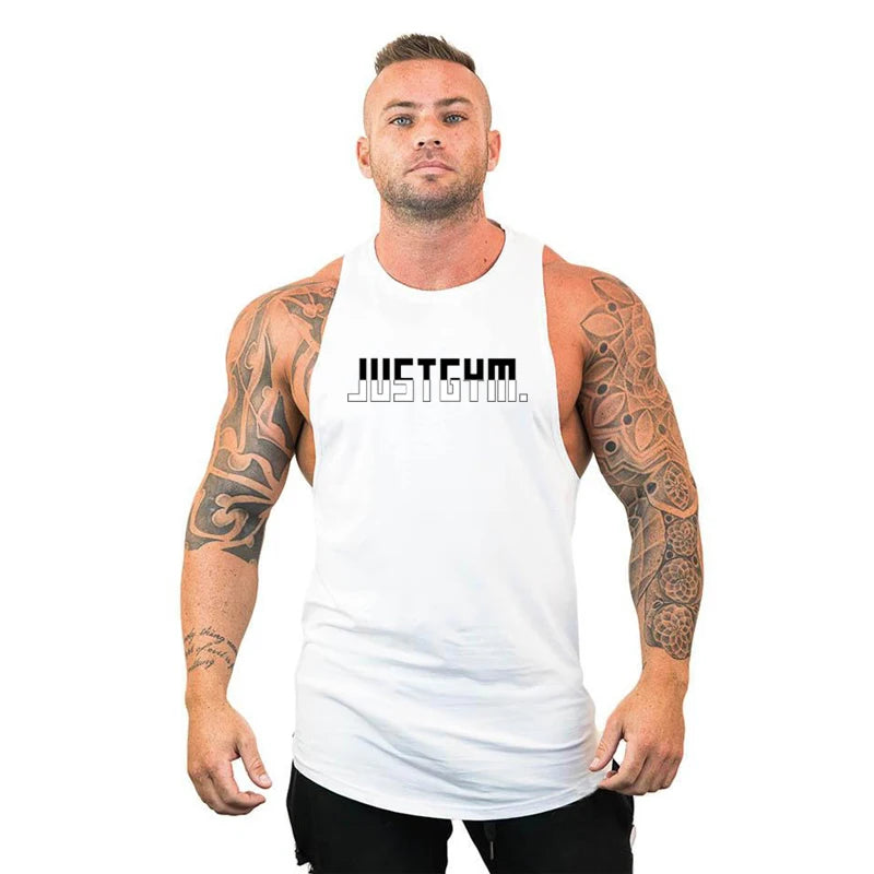 Running Vests Gym Bodybuilding Sleeveless Shirt Men's Fitness Tank Tops Workout Muscle Stringer Cotton Breathable Singlet