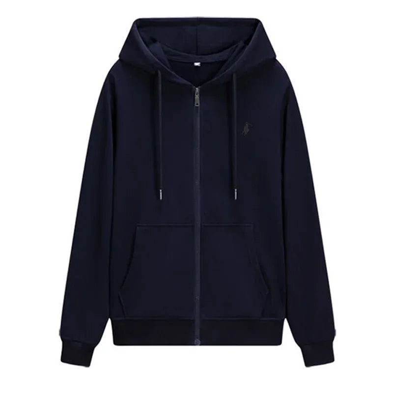 Men's new spring style zipper hooded sweatshirt, fashionable outdoor jogging windproof men's and women's casual sports shirt - ATFH