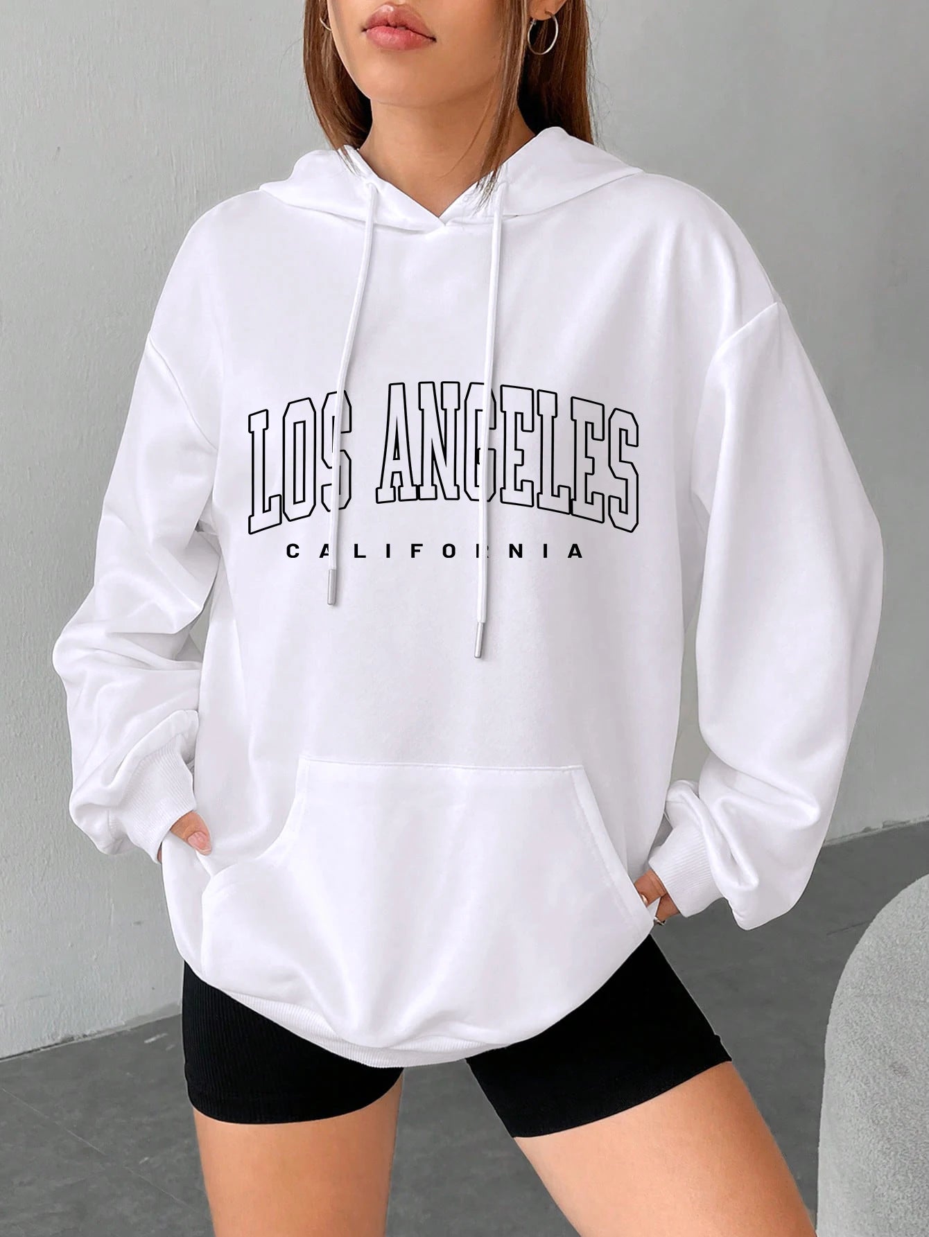 Los Angeles Art Letter Design Women Hoodies American Style Casual Hoody Autumn Hip Hop Female Hoodie Casual Fleece Clothing - ATFH