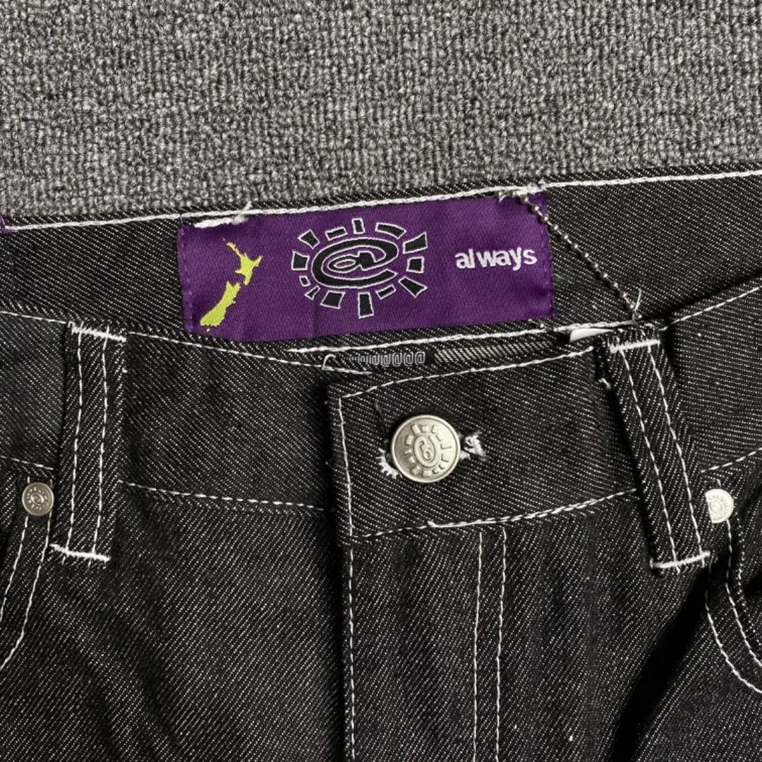 New Always Jeans High quality Printed Embroidery Straight Jeans Black Pants Men Jeans Printing Trend Street Wear AlwaysJeans Men ATFH