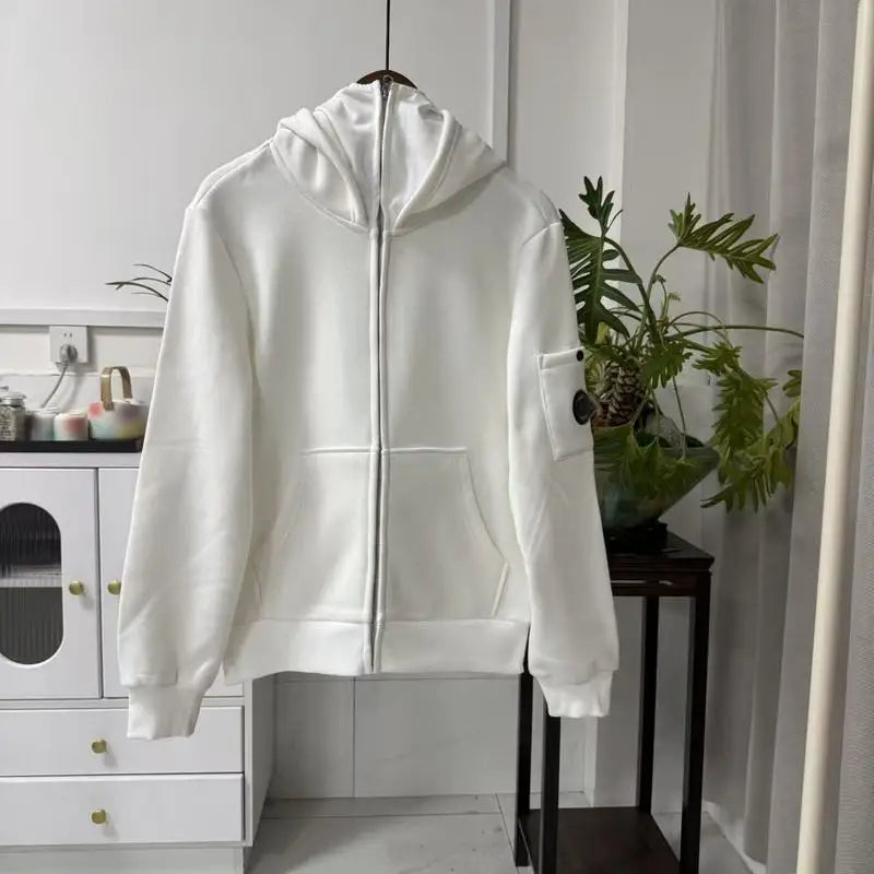Men Zip Up Hoodie Full Zip Hooded Sweatshirt with Sleeve Pocket Comfortable Casual Streetwear Daily Wear Tops for Men Outdoor
