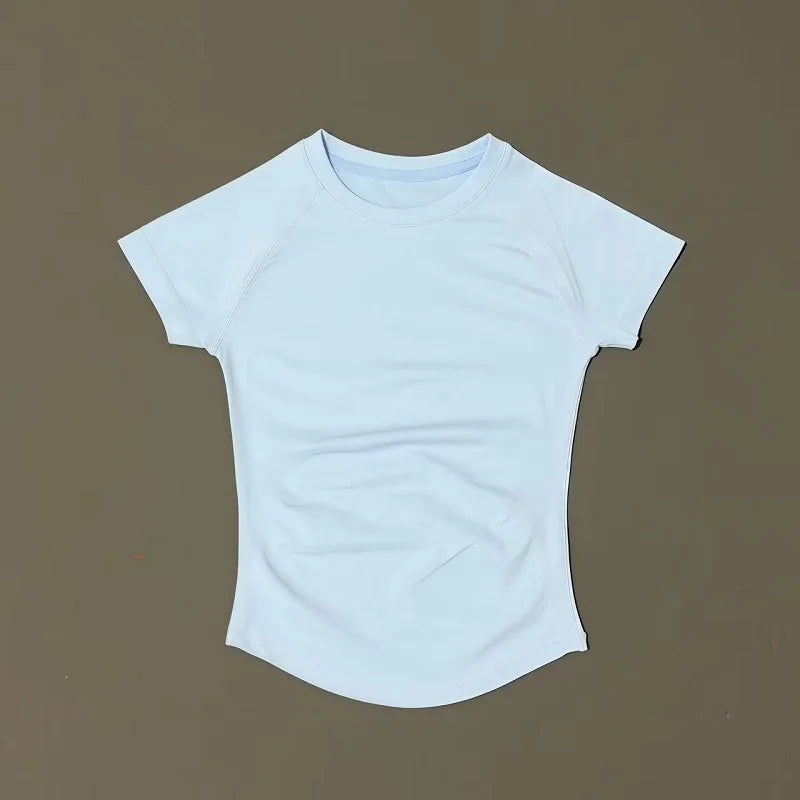 HISTELLO Sport Short Sleeve Top Seamless Yoga Leotard Clothing Women Running Sports T Shirt Workout Shirts Fitness Sports Vest - ATFH