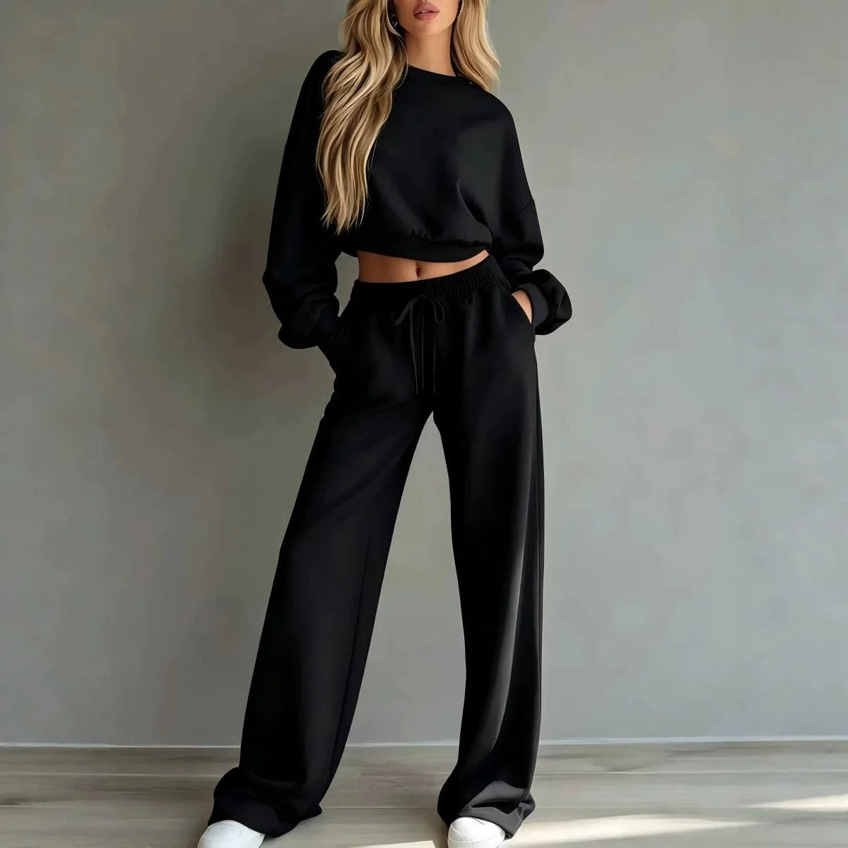 Women's soft Tracksuit Set Warm Autumn Fashion Hoodie Sweatshirts & Long Pants Casual Two-Piece Solid Hoody Pullover Outfit