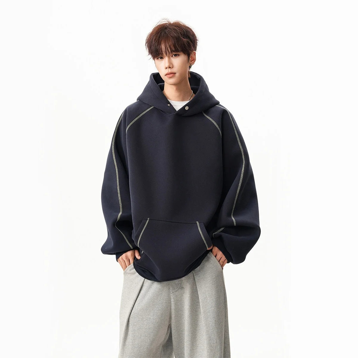 Mens With Hat Hoodies One Piece Cold Weather Lambswool Thermal Layer Thickened Fleece Interior Warm Protection Practical Fashion - ATFH