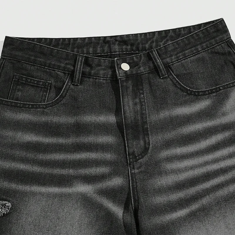 New high-end denim shorts for men in spring and summer of 2025, loose and versatile, trendy brand business casual denim shorts ATFH