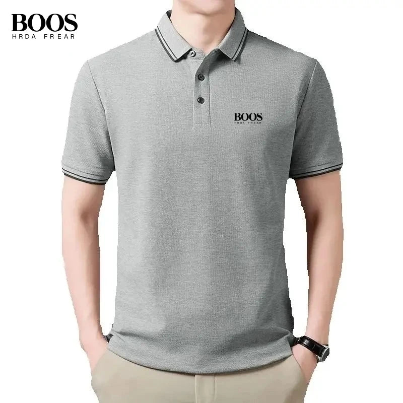 Summer men's high-quality embroidered logo short sleeved polo shirt, new fashionable and casual breathable T-shirt top