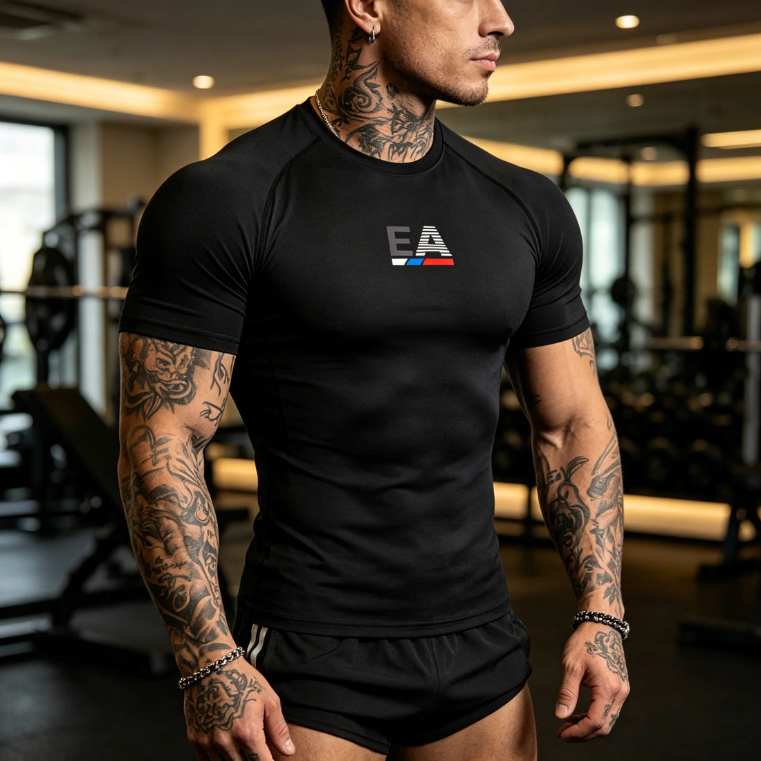 Men Running Compression T-shirt Sport Tees Gym Fitness Sportshirts Male Jogging Tracksuit Homme Athletic Shirt Tops S-3XL
