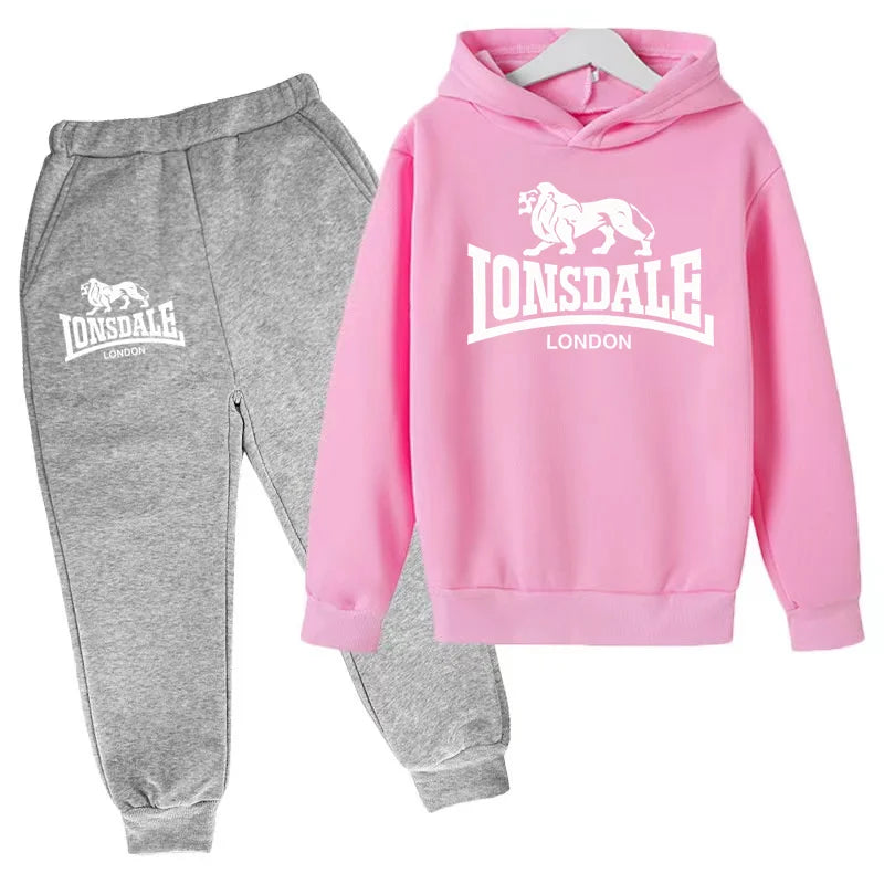 Kids Fashion Hoodie Boys Lion Print Tracksuit Girls Toddler Coat 3-12Y Top+pants 2P Clothing Charming Casual Sports Jogging Set - ATFH