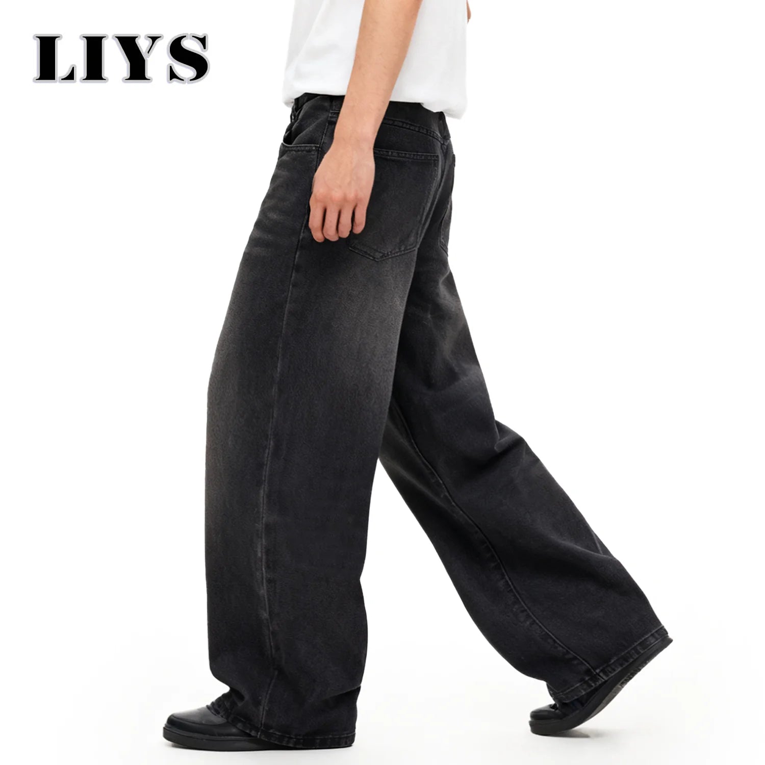 Four Season Men's Jeans Korean Version Student Casual Pant American Retro Gray Black Loose Wide Leg Jean Baggy Men's Denim Pants ATFH