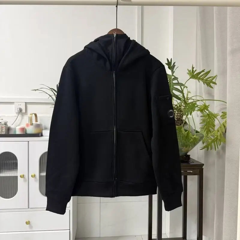 Men Zip Up Hoodie Full Zip Hooded Sweatshirt with Sleeve Pocket Comfortable Casual Streetwear Daily Wear Tops for Men Outdoor