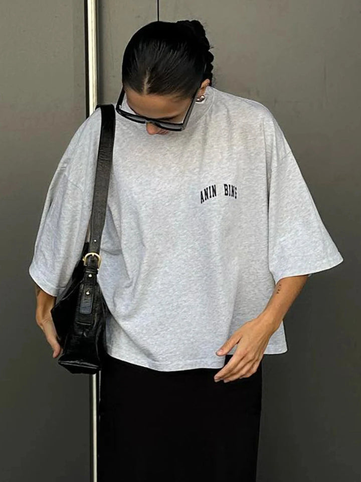 Graphic Aesthetic T-Shirts for Women Summer Clothes 2024 Cotton Half Sleeve Loose Tees Tops Oversized Female Fashion T-Shirt - ATFH