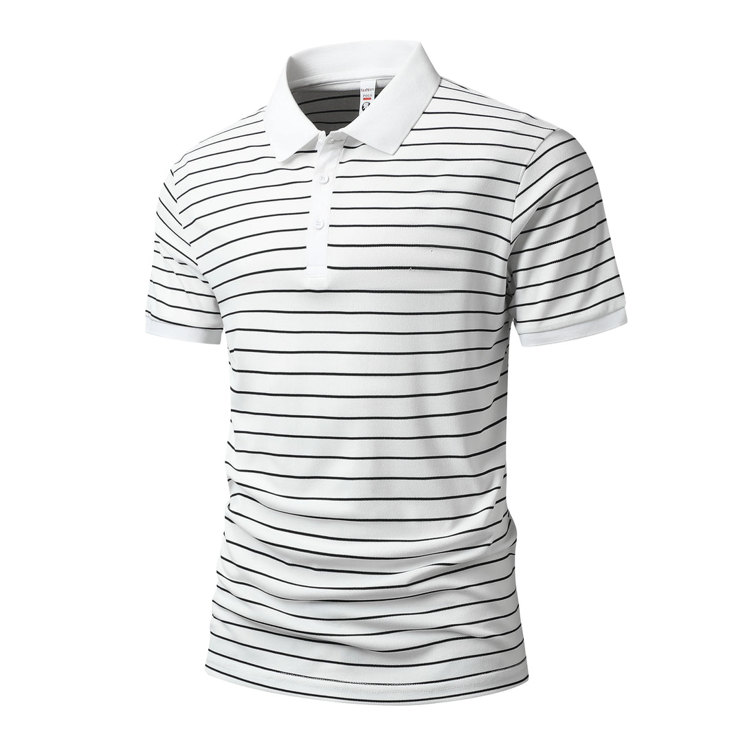 Summer POLO Shirt New Men's Light Luxury Ice Silk Striped Lapel Business Style Casual Short Sleeves