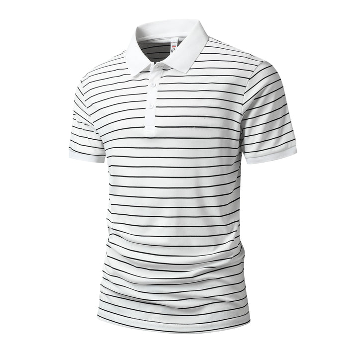 Summer POLO Shirt New Men's Light Luxury Ice Silk Striped Lapel Business Style Casual Short Sleeves