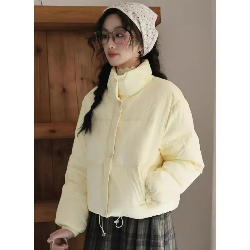 Winter Women's 2025 New Cotton Jacket Short Cotton Jacket Design Thickened College Style Cotton Coat Winter Blue Yellow Black ATFH