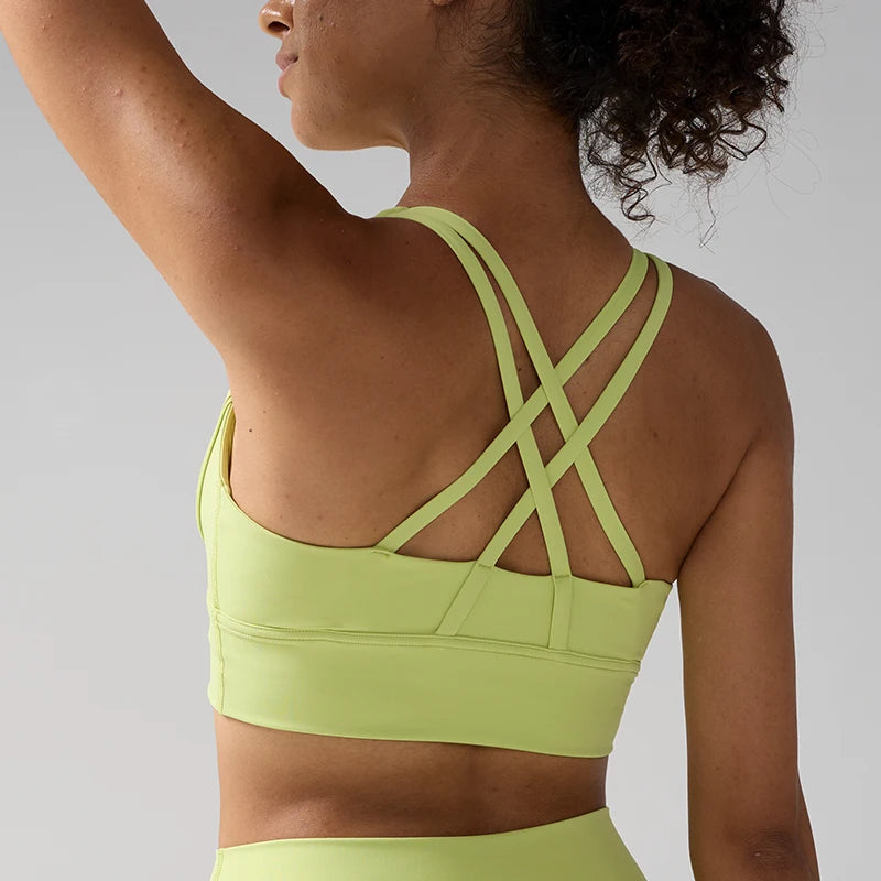 Solid Color Women Women Fitness Yoga Bras Race Back Sports Bras Nylon Top Women Bra Sexy Breathable Underwear For Women Gym - ATFH