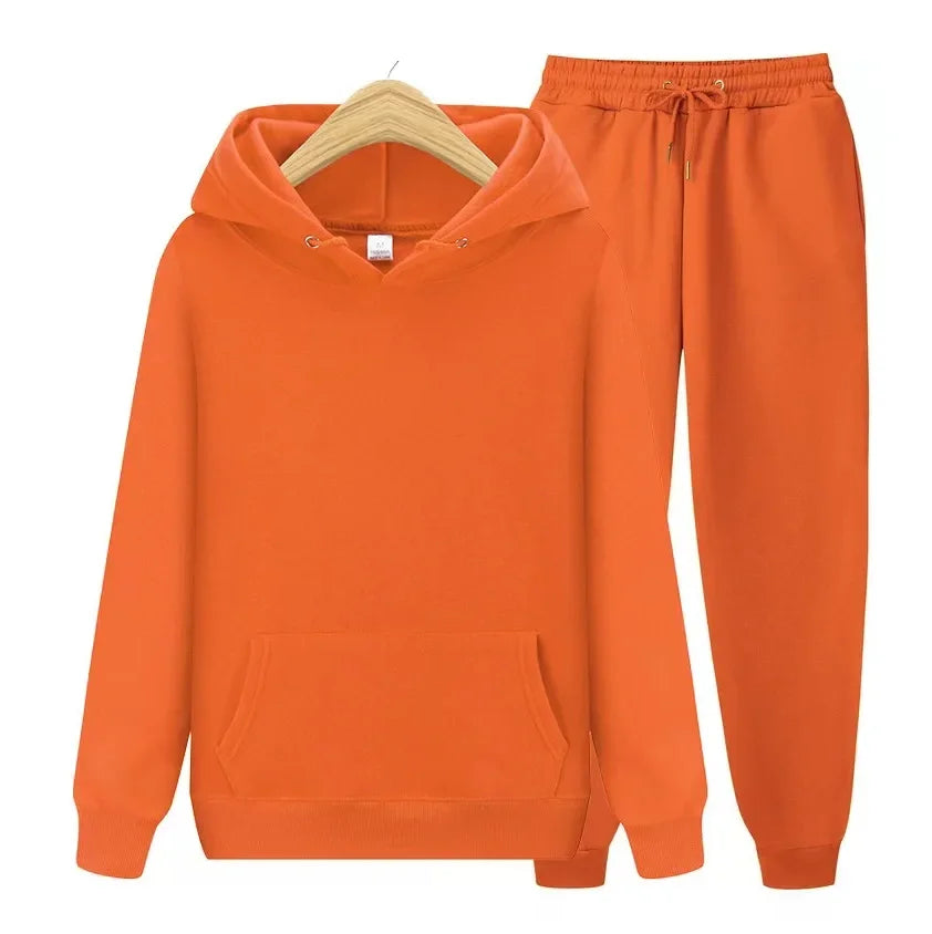 Men's Autumn /Winter New Solid Color Hoodie+pants Two-piece Set Fashionable Casual Sports Set Size S-3XL Men's Tracksuit ATFH