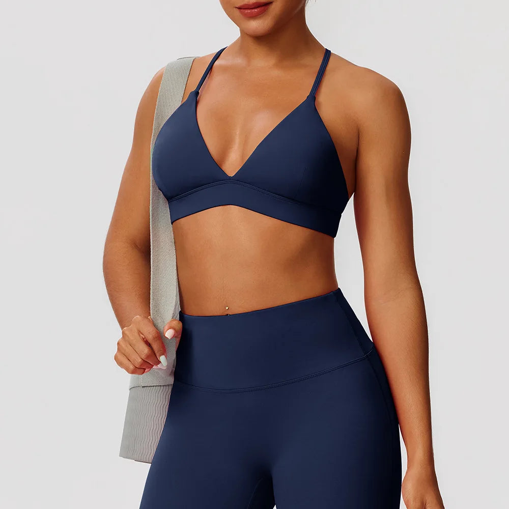 Woman Exercise sports bra back vest shockproof yoga bra quick-drying fitness top sexy cross-back beauty bra for ladies Bras - ATFH