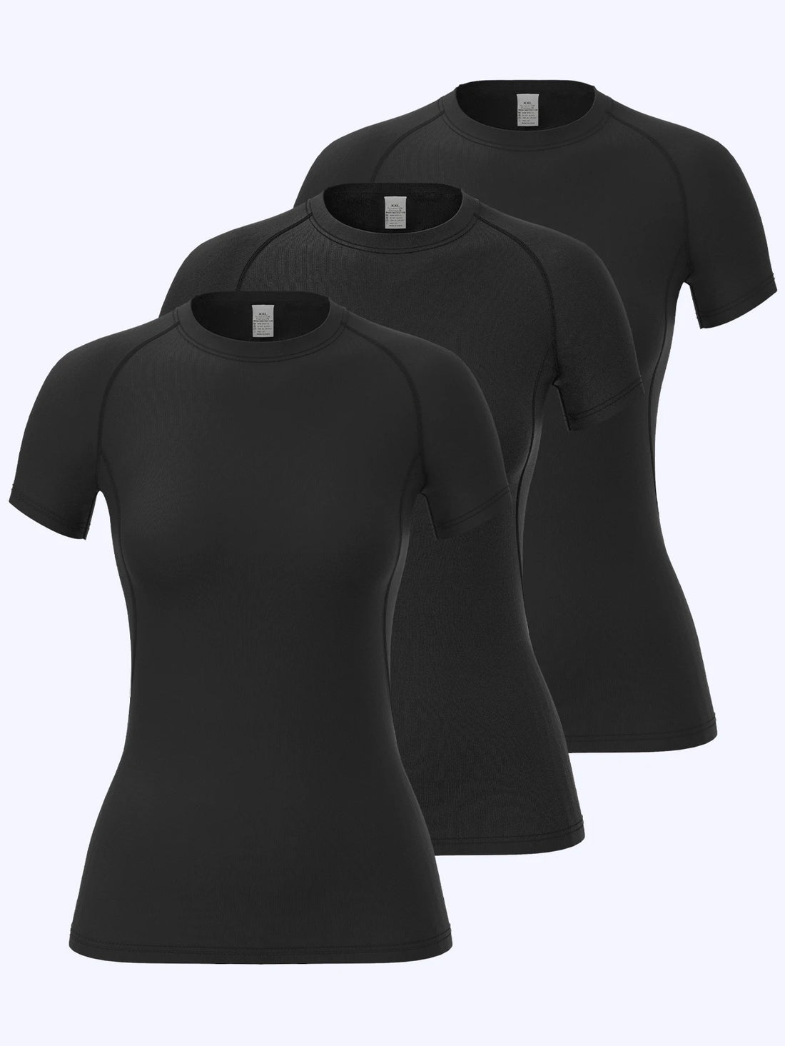 3-Piece Women's Compression Sportswear Set Short-Sleeve Yoga Running T-Shirt Summer Fitness Quick-Dry Clothing - ATFH