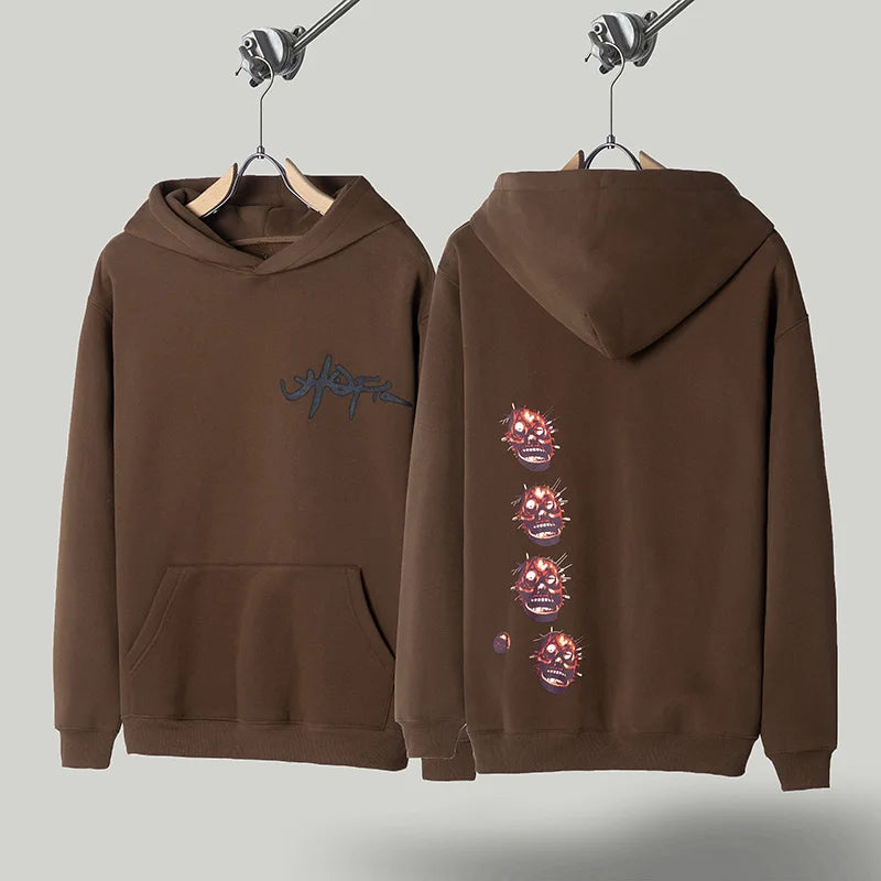 Cactus Jack Hoodies High-quality Casual Loose Skull Print Zipper Hooded Sweatshirt Jackets for Men Women Harajuku Streetwear - ATFH